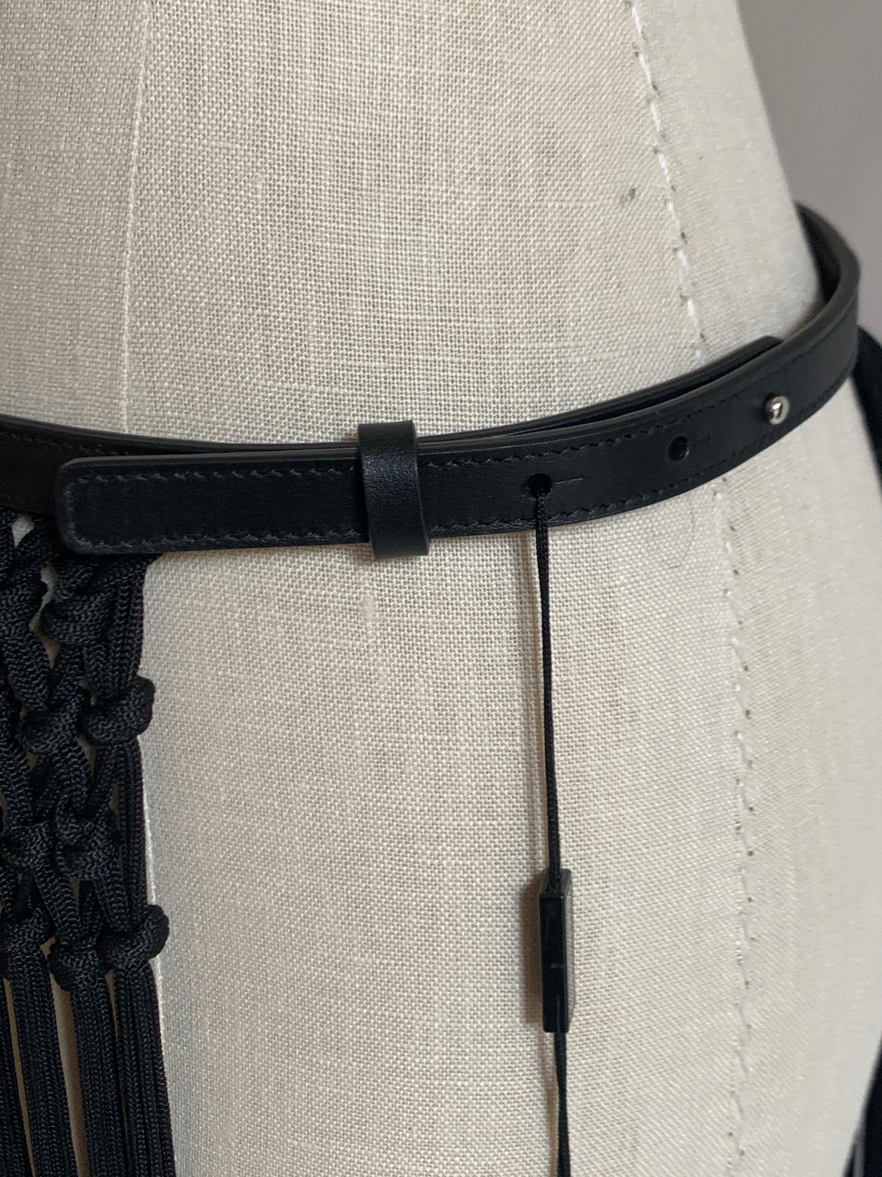 New Giorgio Armani Black Leather and Fringe Belt In New Condition In San Francisco, CA