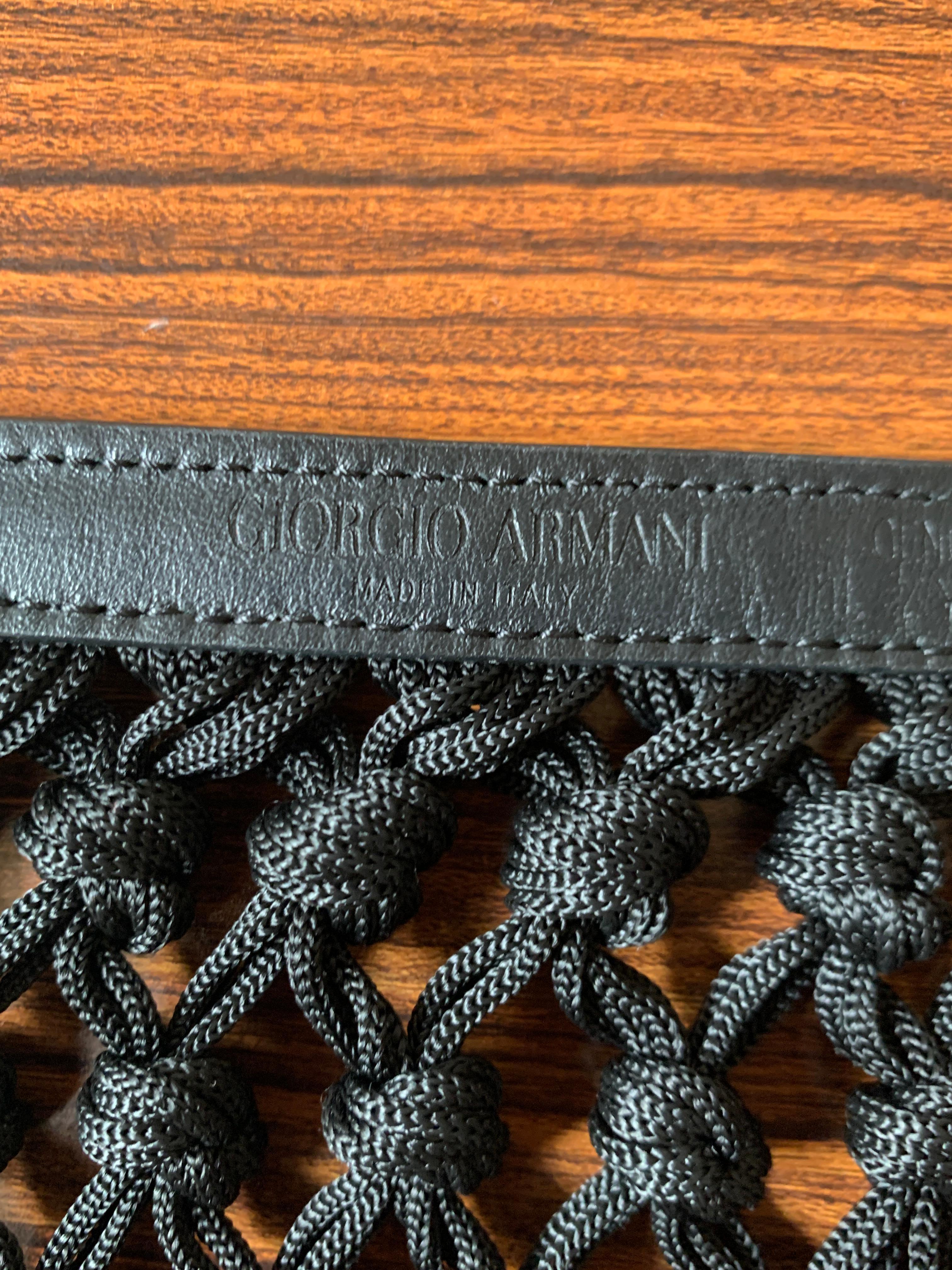 Women's New Giorgio Armani Black Leather and Fringe Belt