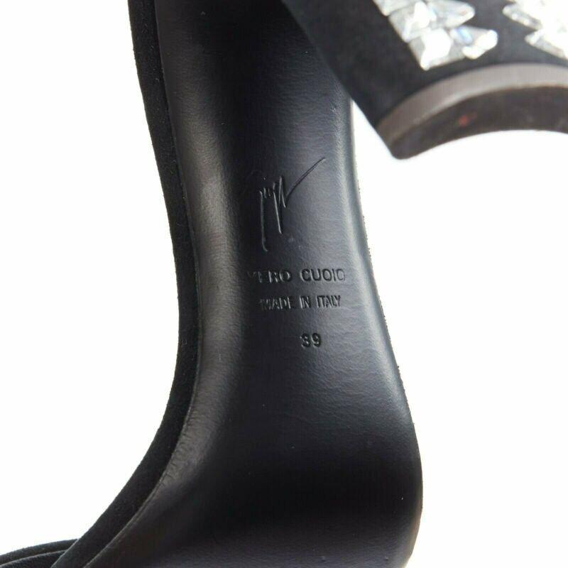 new GIUSEPPE ZANOTTI 2017 black geometric crystal embellished sandal EU39 For Sale 7