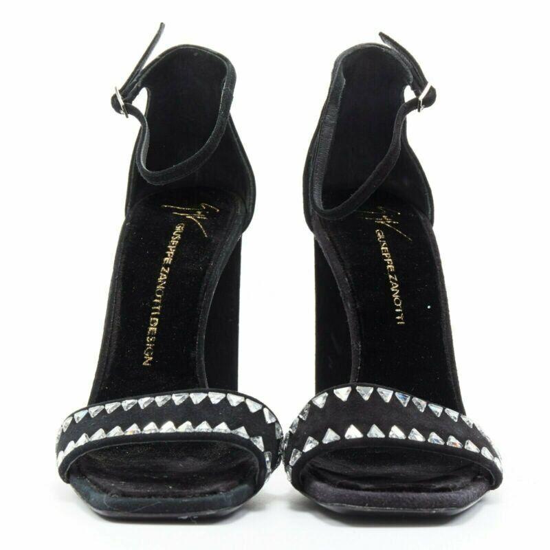 Black new GIUSEPPE ZANOTTI 2017 black geometric crystal embellished sandal EU39 For Sale