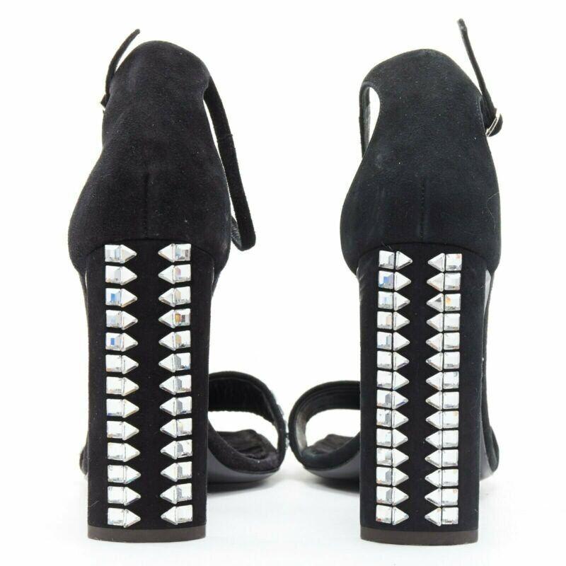 Women's new GIUSEPPE ZANOTTI 2017 black geometric crystal embellished sandal EU39 For Sale