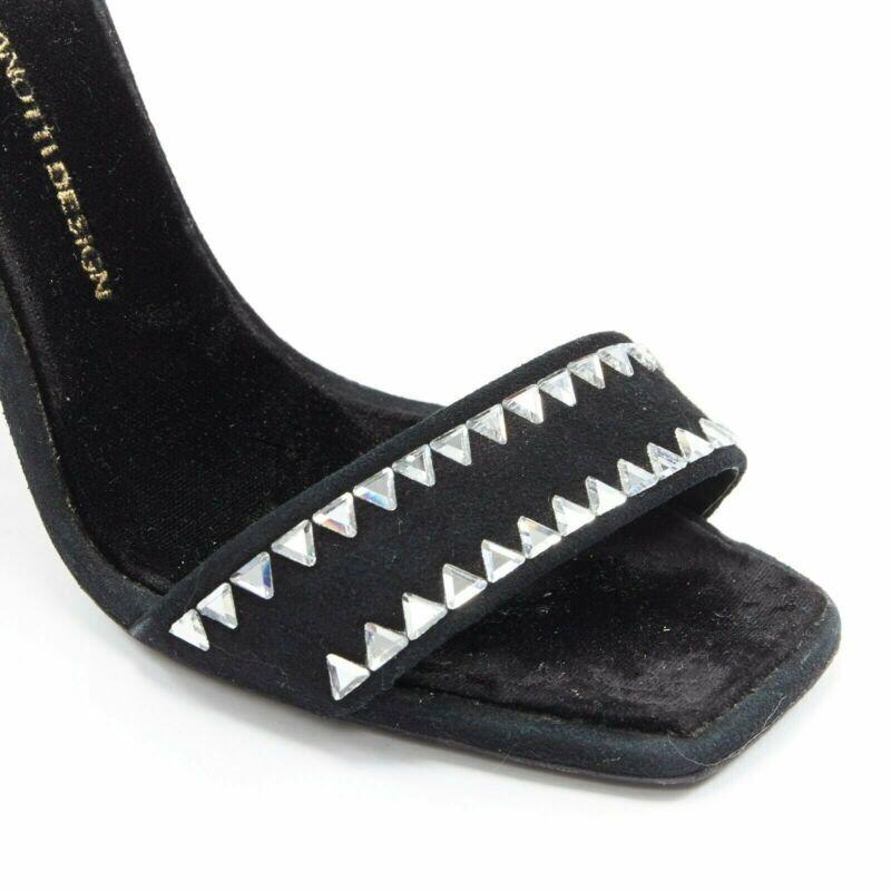 new GIUSEPPE ZANOTTI 2017 black geometric crystal embellished sandal EU39 For Sale 3