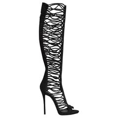New Giuseppe Zanotti 2018 Collection *Zoey* Suede Cage Black Sandals Boots 37 -7