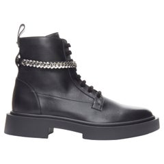 new GIUSEPPE ZANOTTI 2021 Abrandon 25 black silver chain combat boot EU43