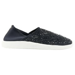 Used new GIUSEPPE ZANOTTI black crystal strass embellished stretch scuba sneaker EU44