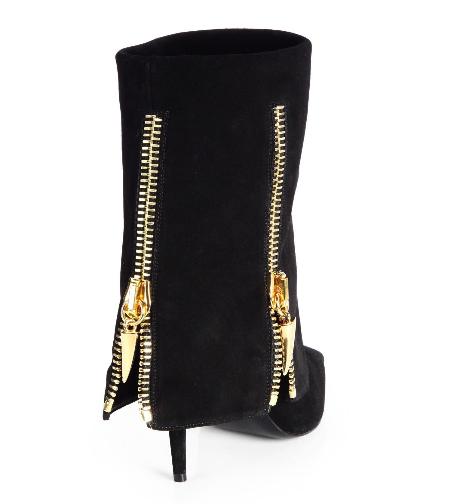 black booties with gold accents