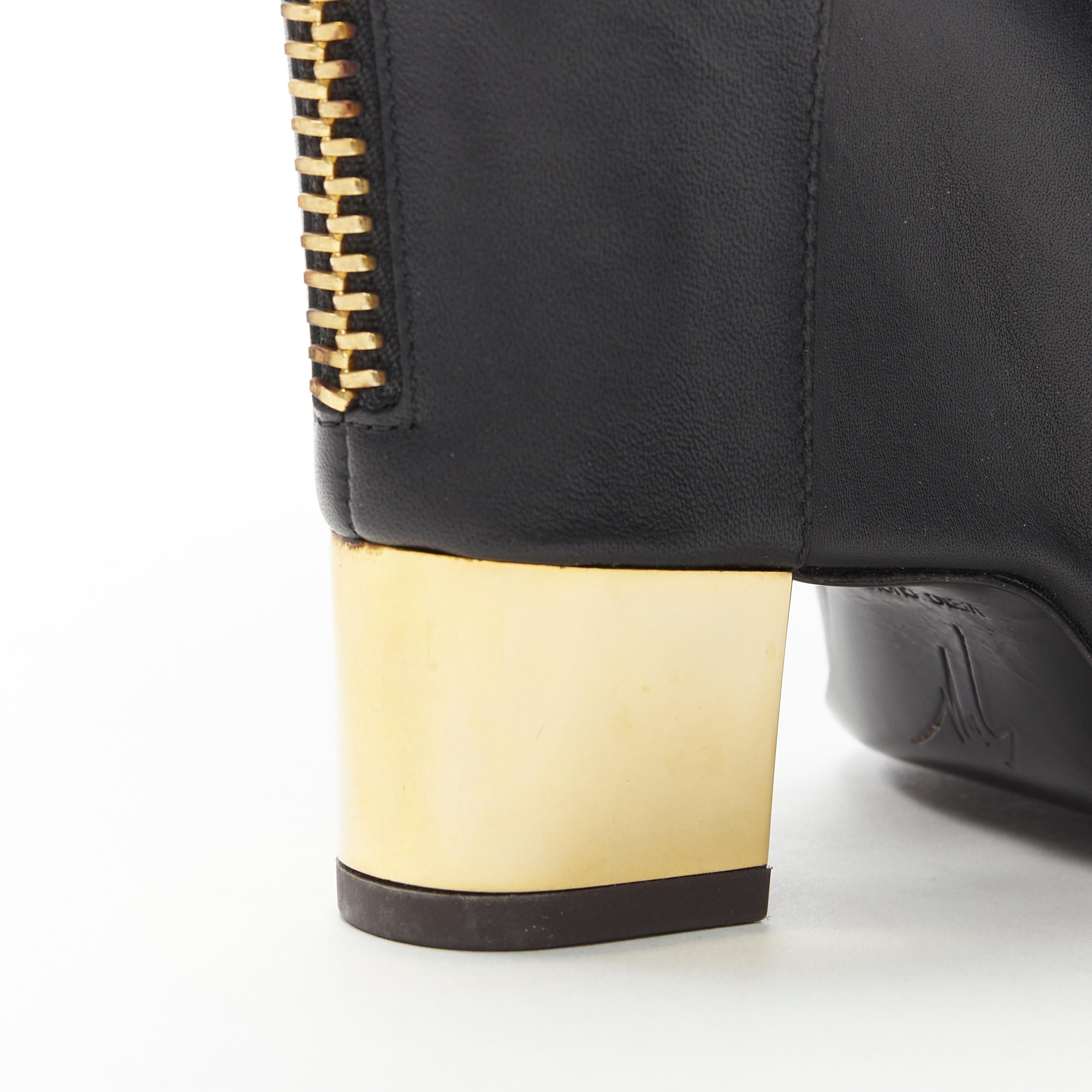 new GIUSEPPE ZANOTTI black leather gold claw zip point toe bootie EU37.5 2