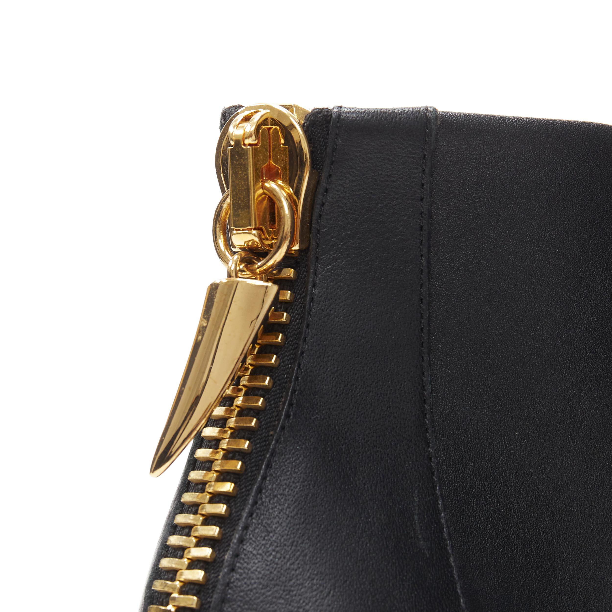 Women's new GIUSEPPE ZANOTTI black leather gold claw zip point toe bootie EU37.5
