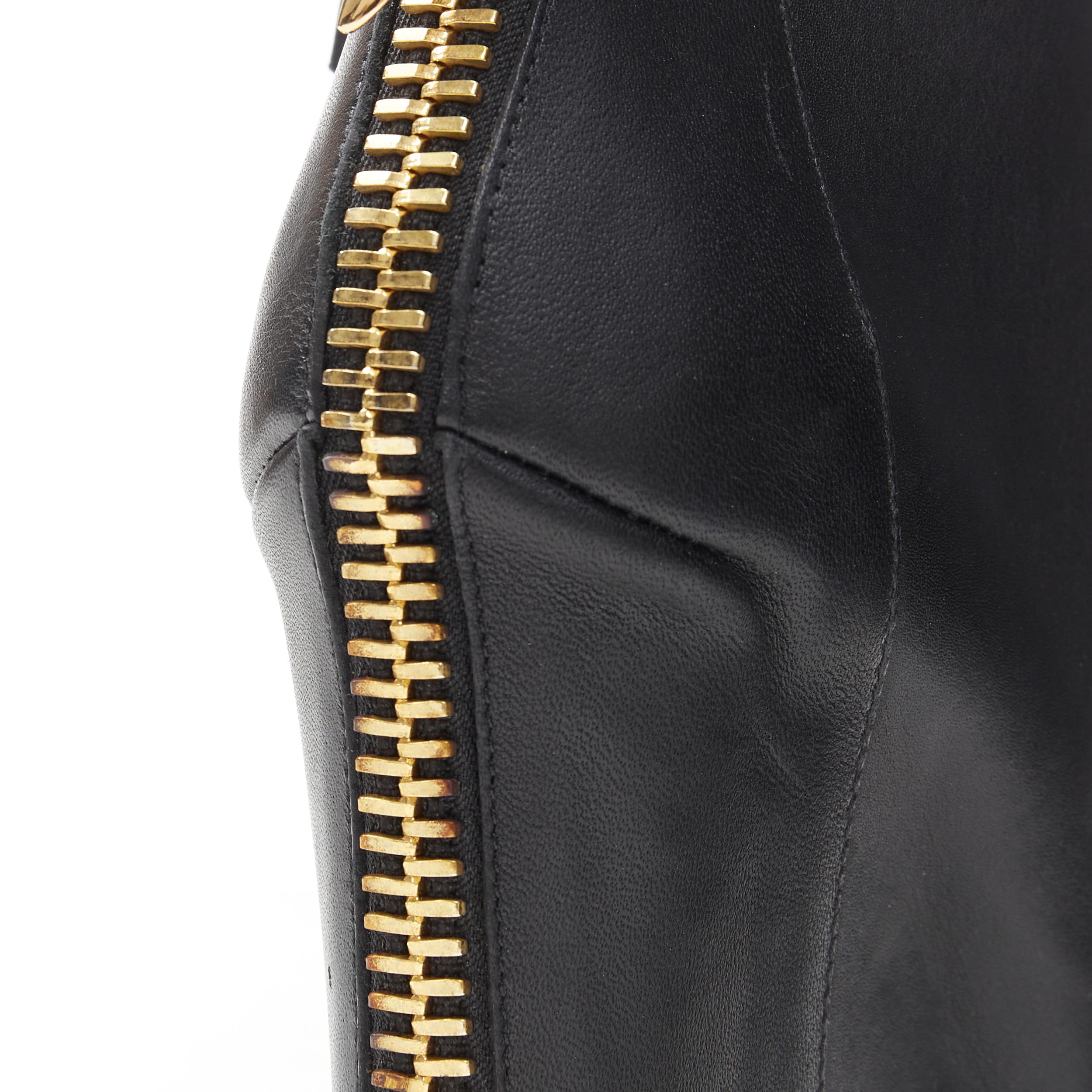 new GIUSEPPE ZANOTTI black leather gold claw zip point toe bootie EU37.5 1