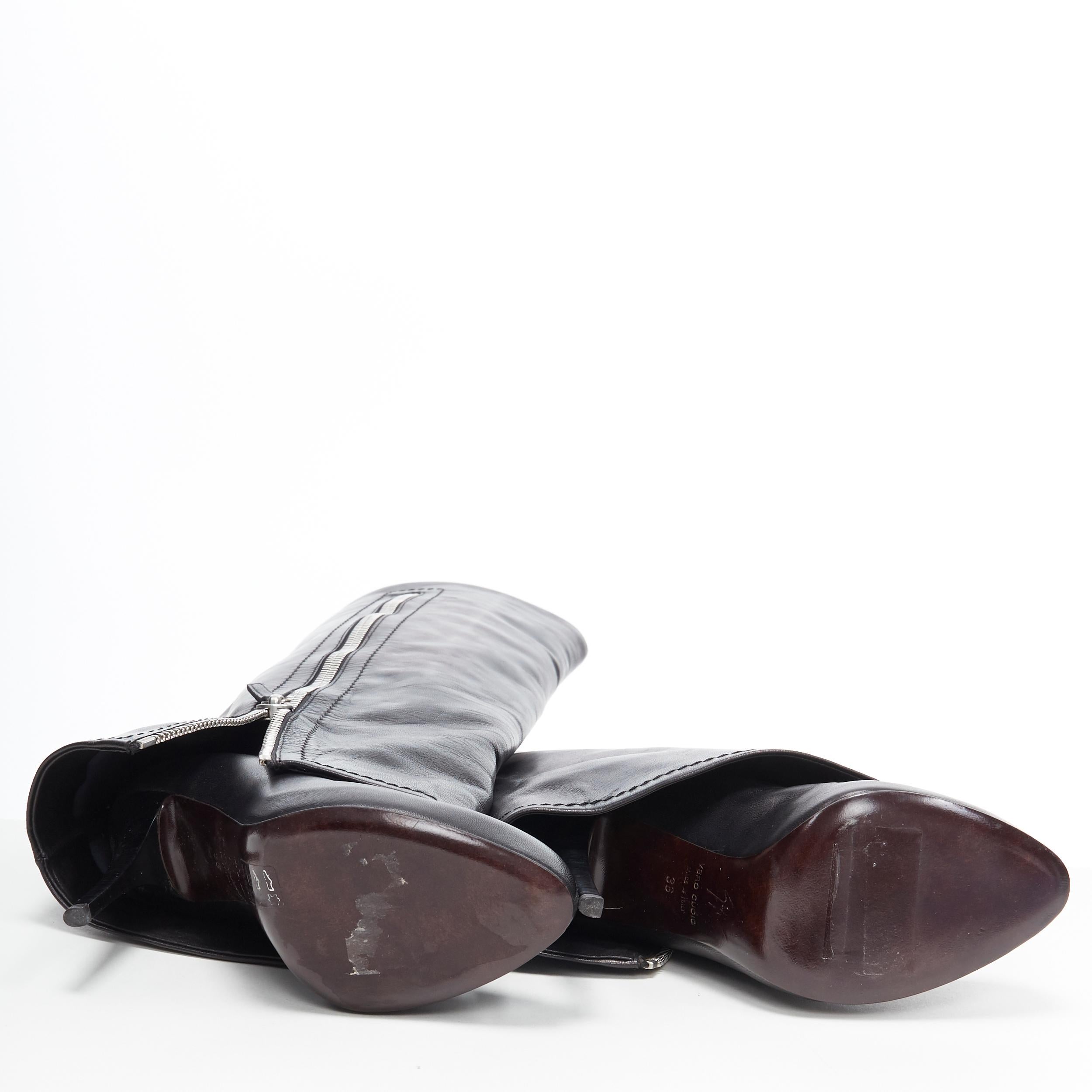 new GIUSEPPE ZANOTTI black leather zipper foldover pant high heel boot EU36 1