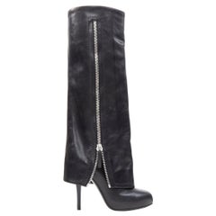 nuevo GIUSEPPE ZANOTTI botín de tacón alto de piel negra con cremallera y pantalón plegable EU36