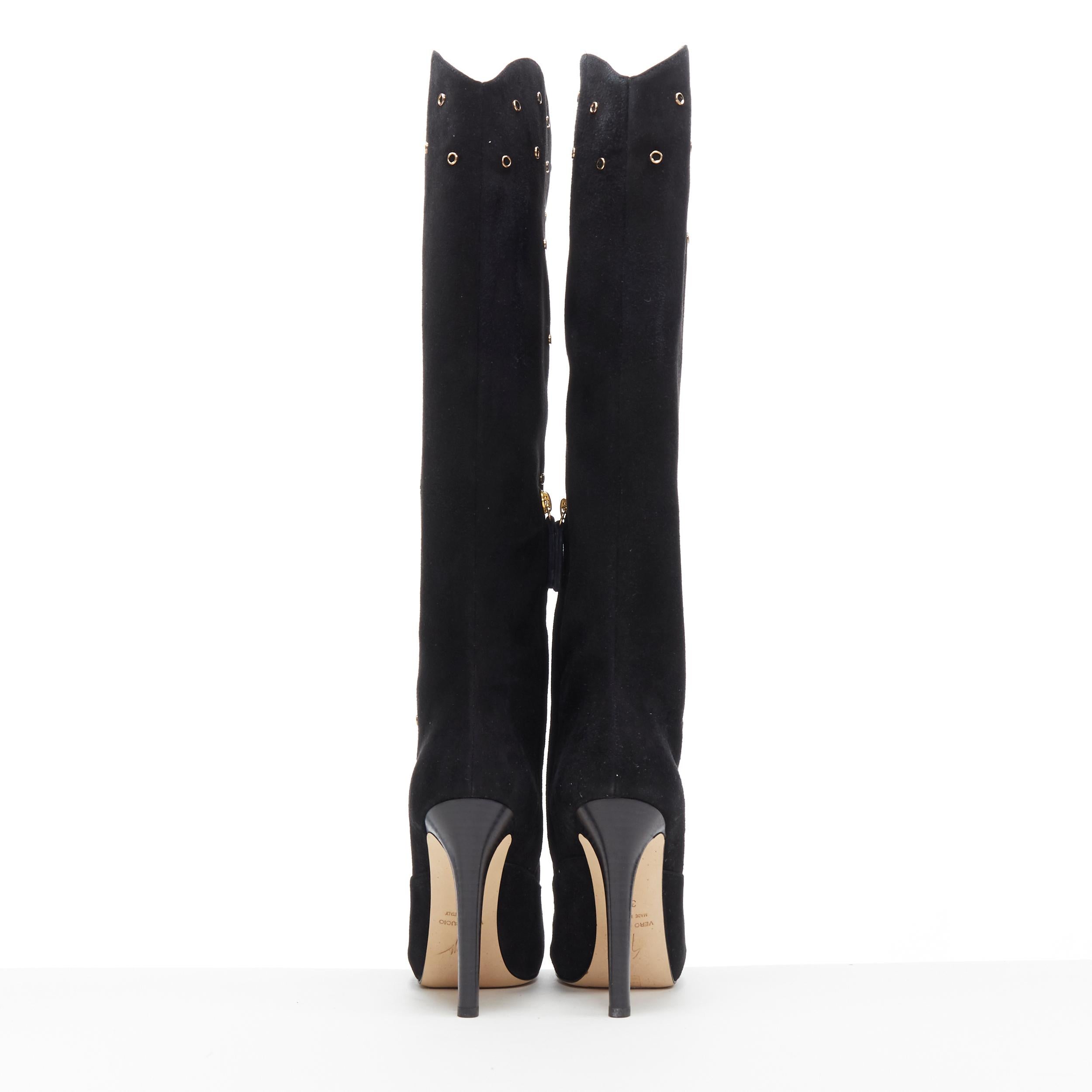 lila calf hair knee boot