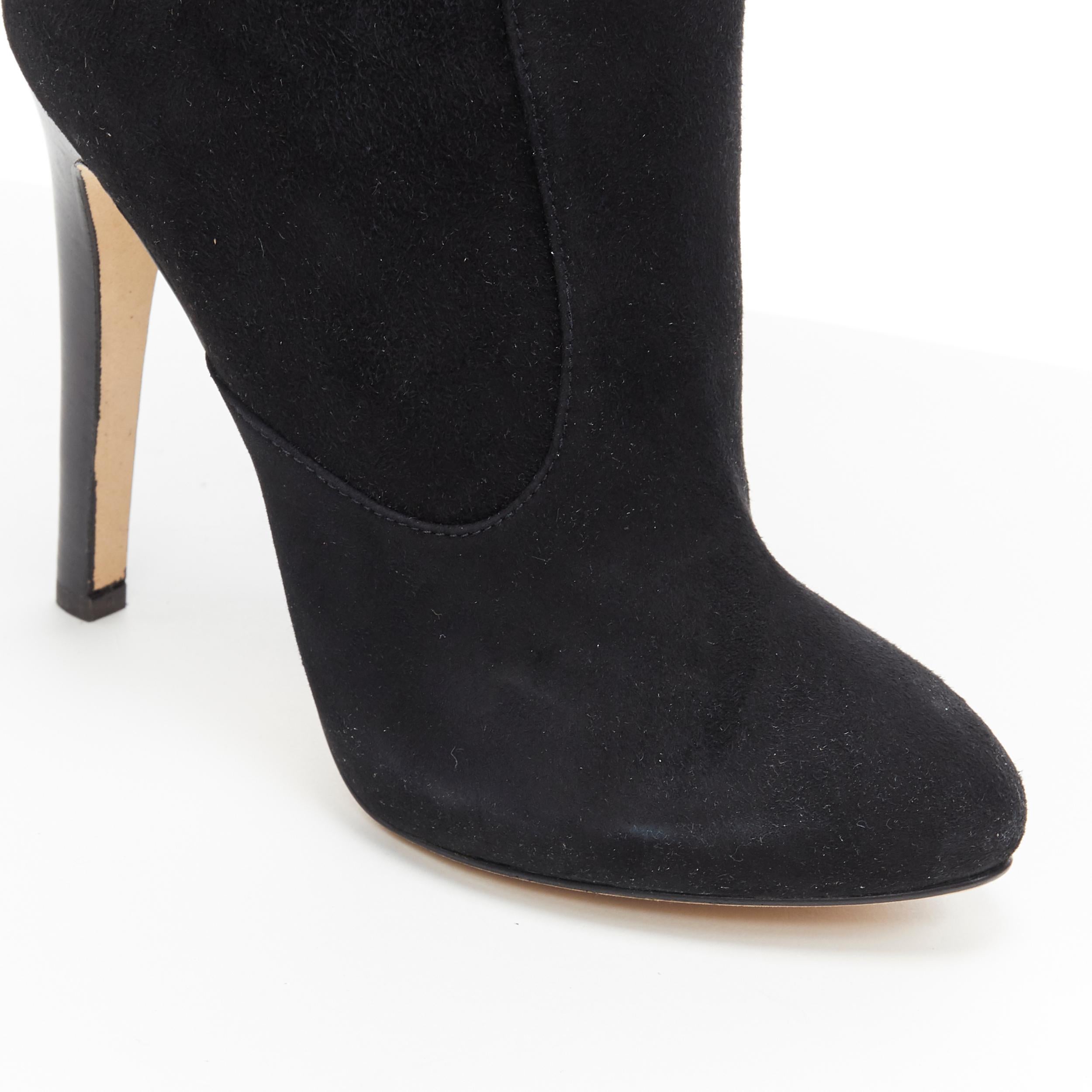 Women's new GIUSEPPE ZANOTTI black suede gold crystal eyelet high heel tall boots EU37