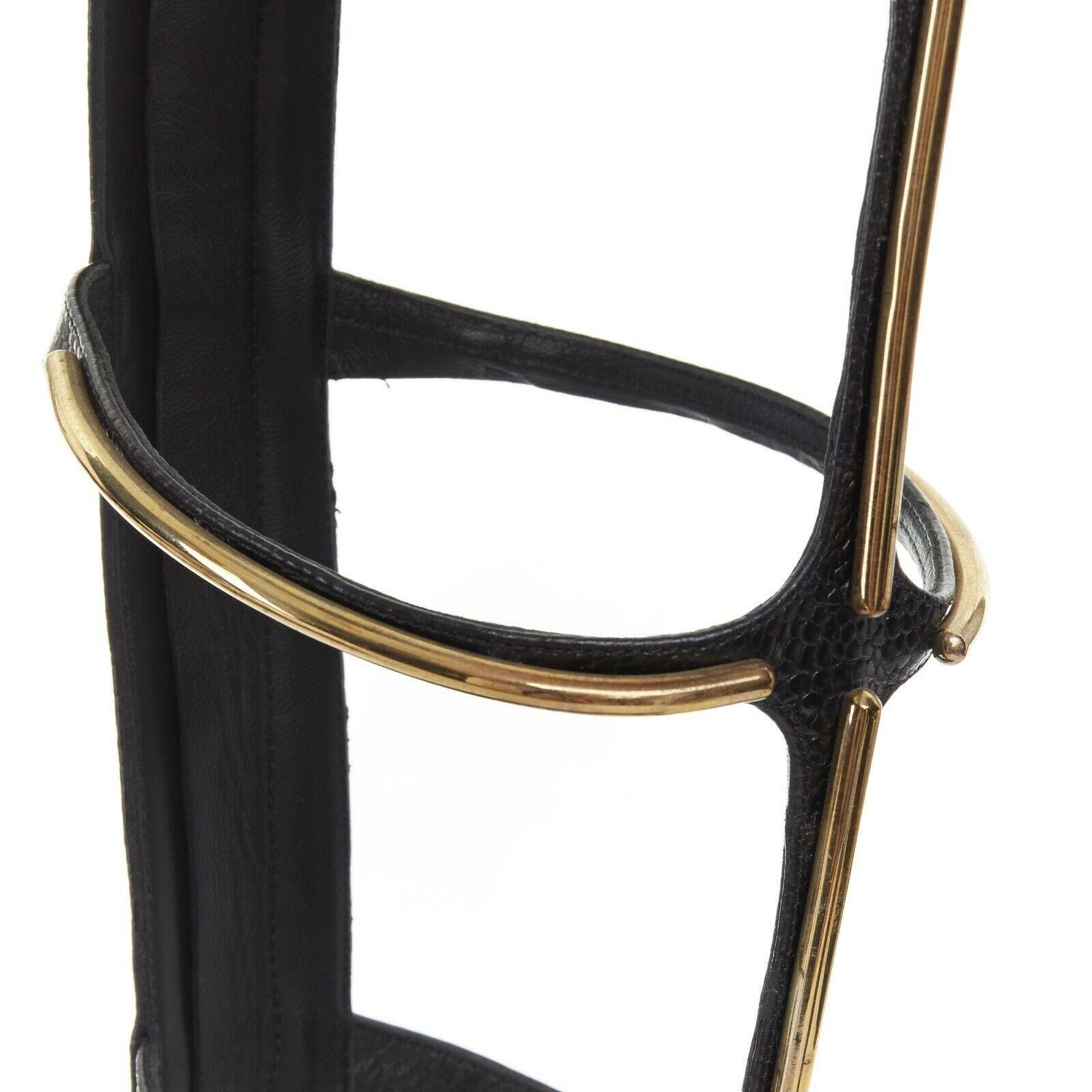 new GIUSEPPE ZANOTTI black suede leather gold bar sculpted heel gladiator EU38 1