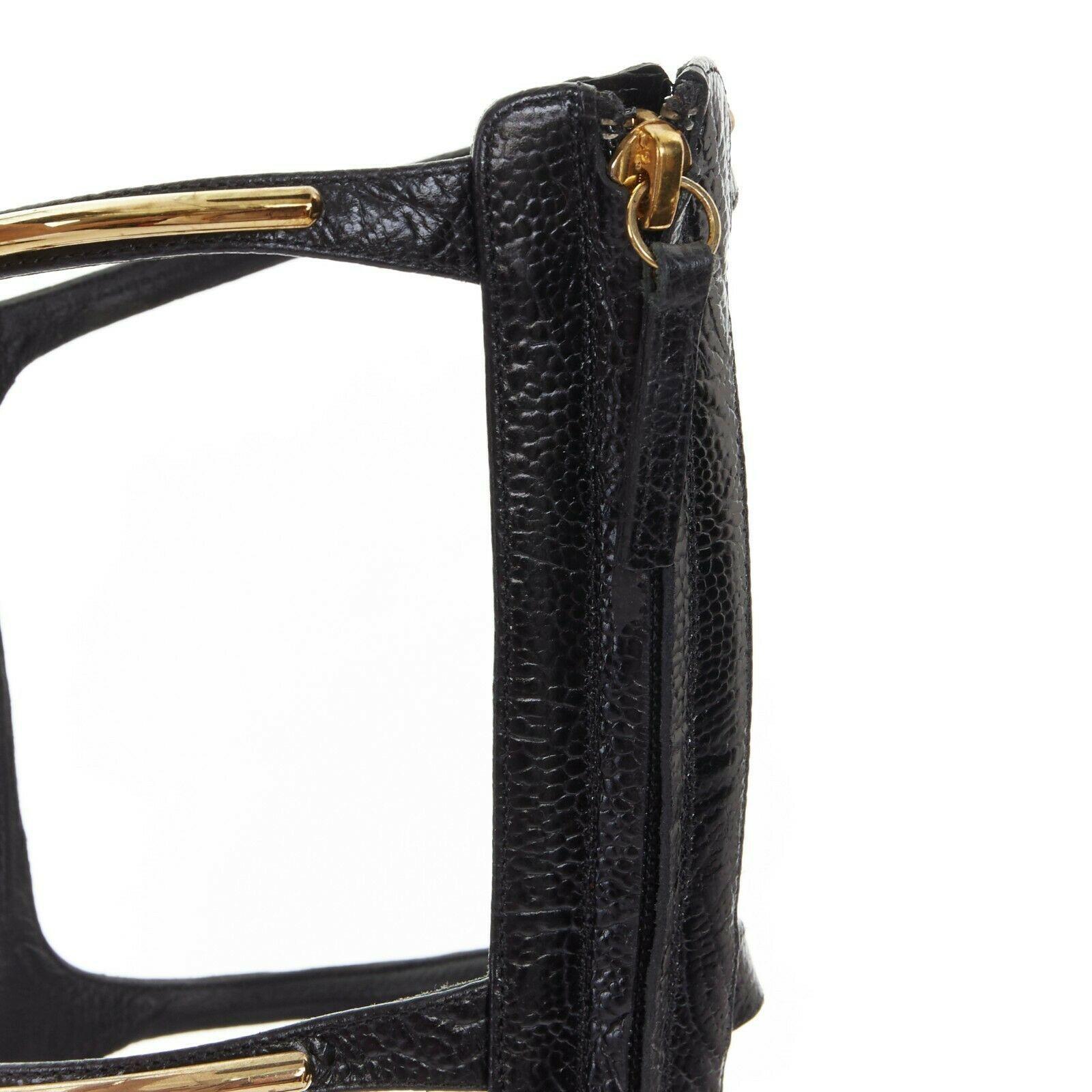 new GIUSEPPE ZANOTTI black suede leather gold bar sculpted heel gladiator EU38 2