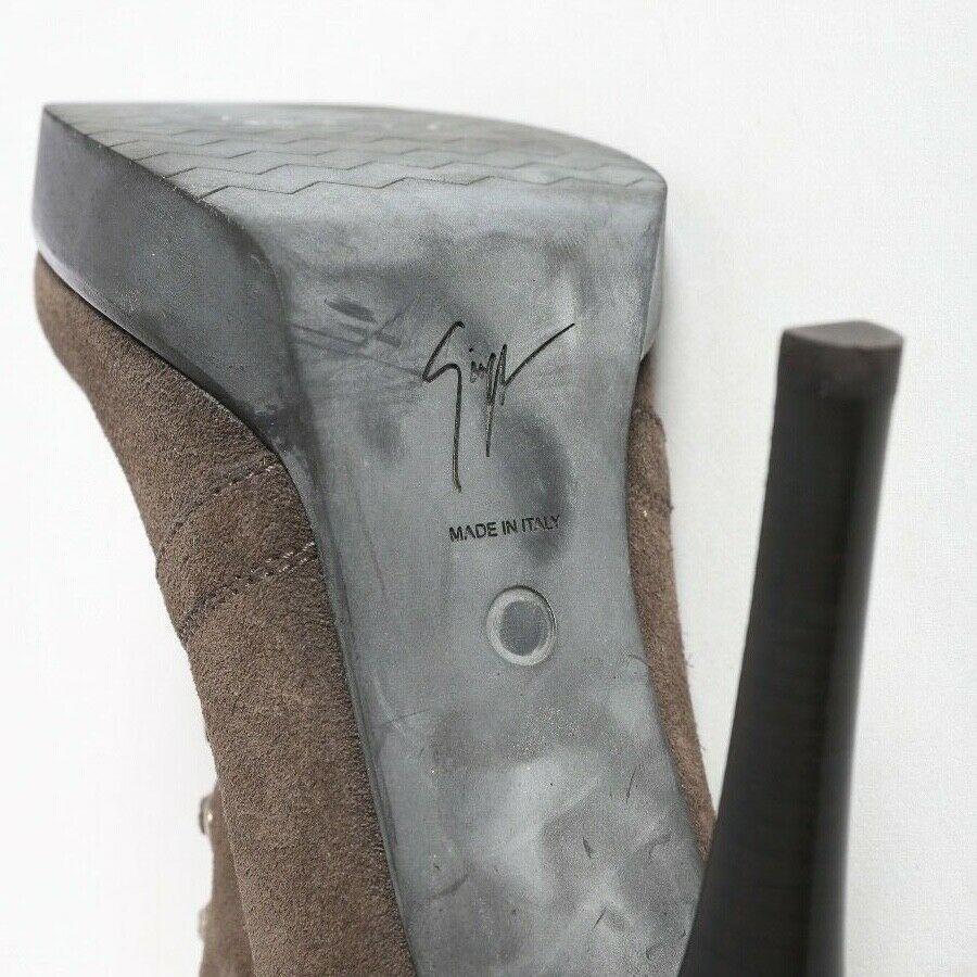 new GIUSEPPE ZANOTTI brown suede lace up fold over heel boots EU38.5 US8.5 UK5.5 3