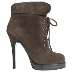 new GIUSEPPE ZANOTTI brown suede lace up fold over heel boots EU38.5 US8.5 UK5.5