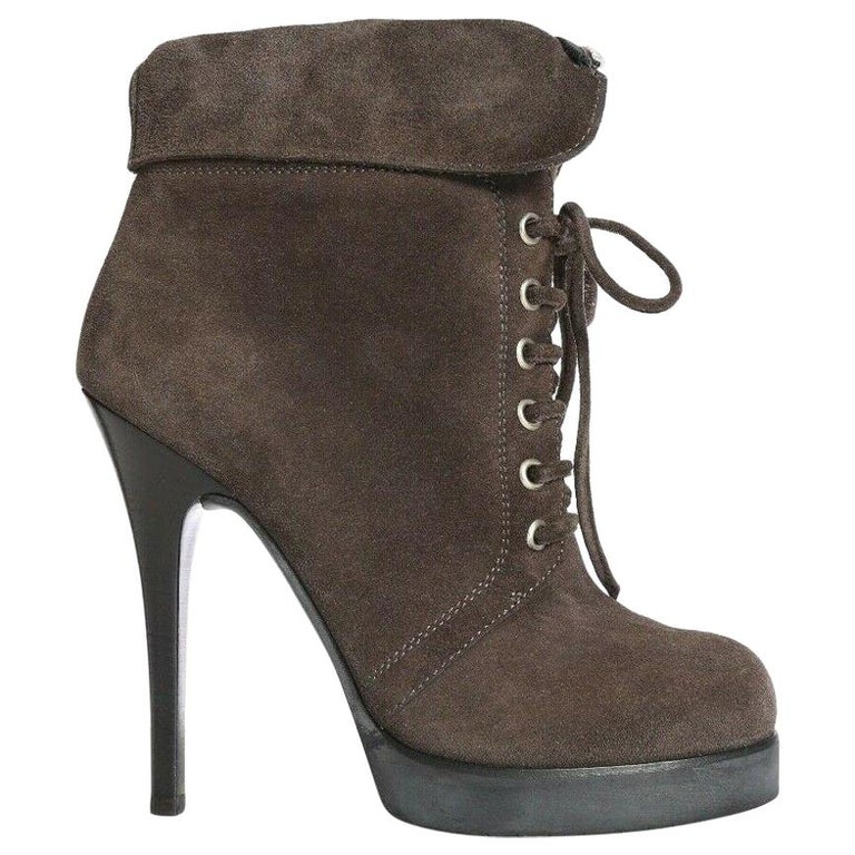 new GIUSEPPE ZANOTTI brown suede lace up fold over heel boots EU38.5 ...