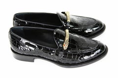 New Giuseppe Zanotti Crocodile Print Jeweled Snake Embellished Loafers It. 39