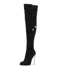 New Giuseppe Zanotti x Jennifer Lopez Crystal Embellished Over-the-Knee Boots 38