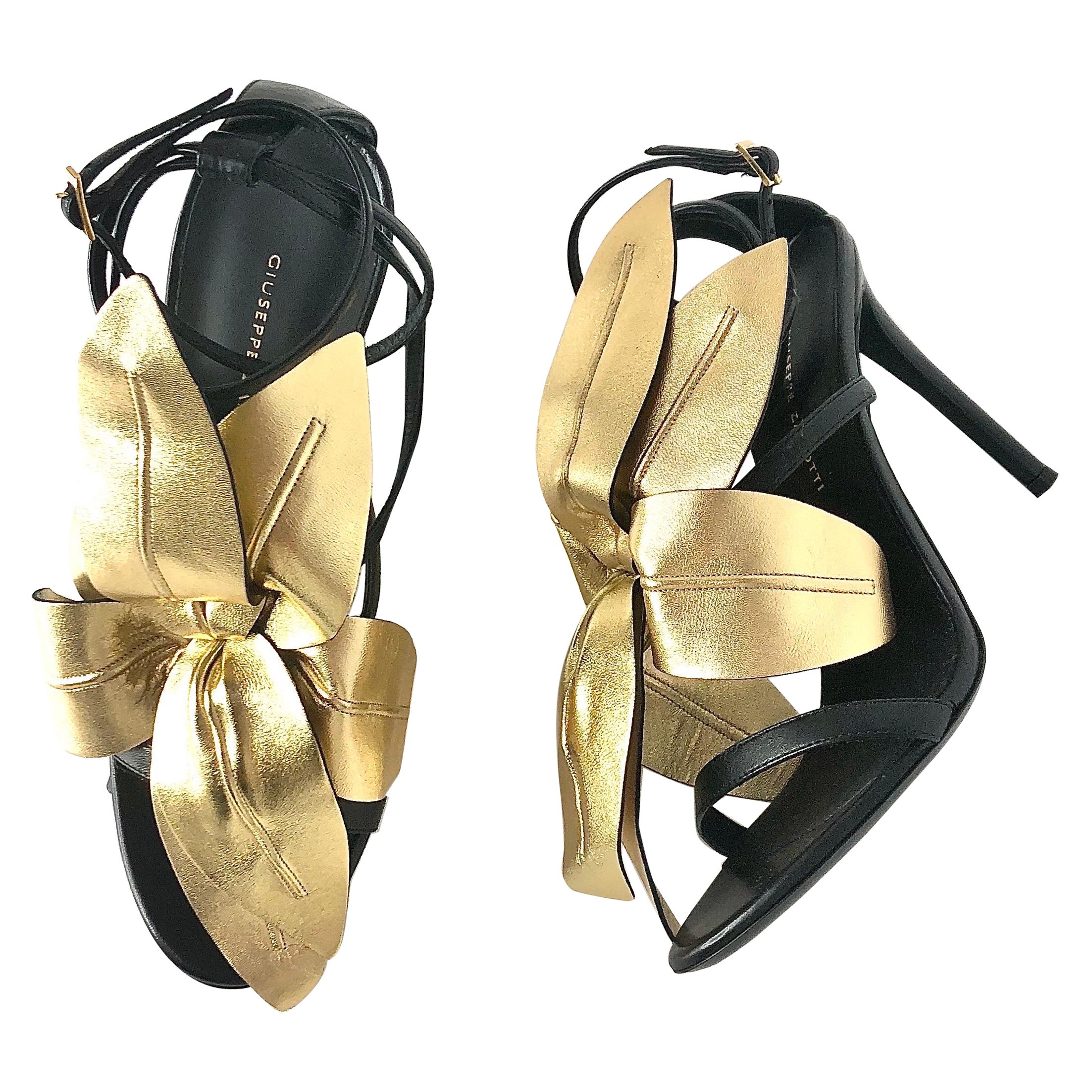 NEW Giuseppe Zanotti Lilium Flower Appliqué Strappy High Heel Sandals 38.5