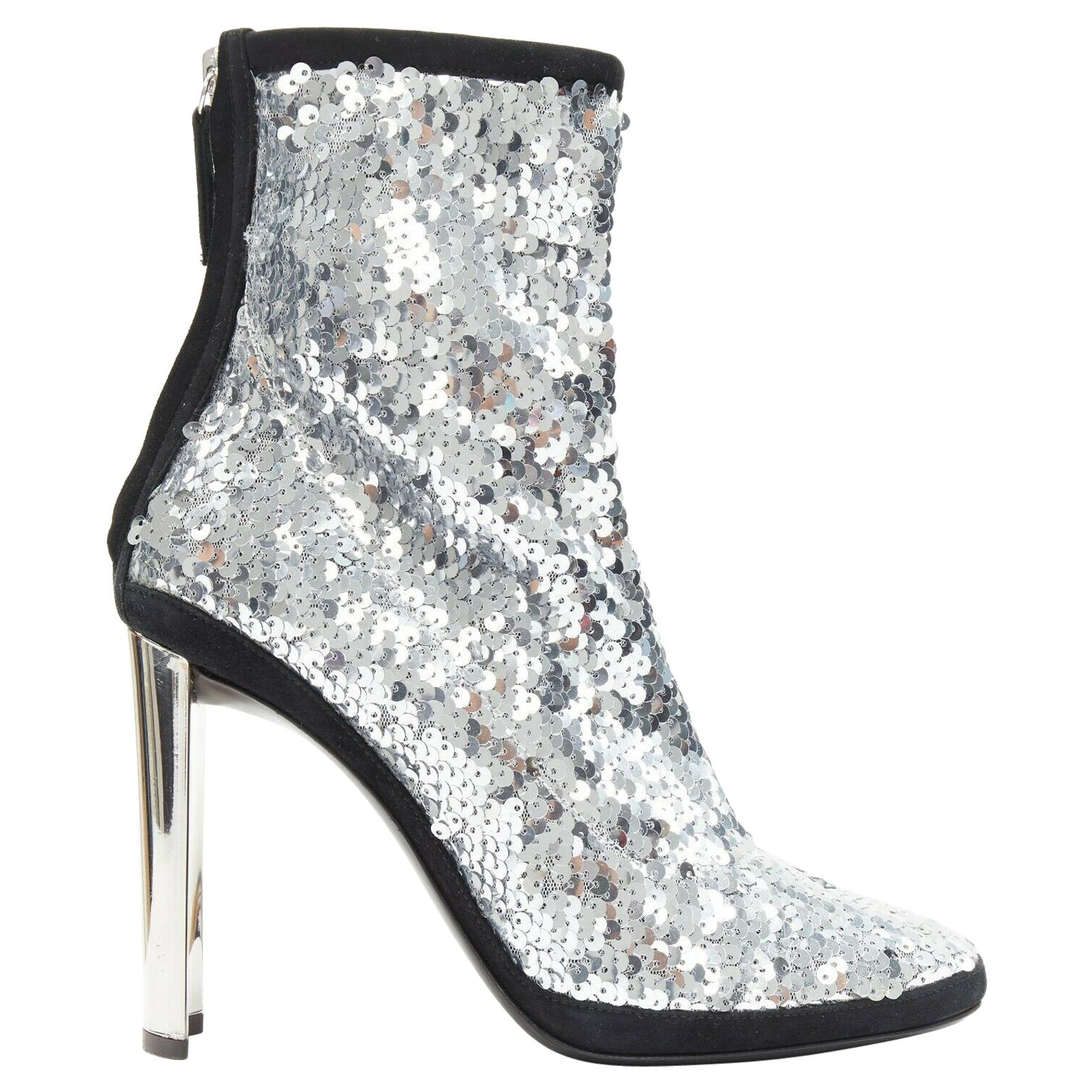 silver sequin booties