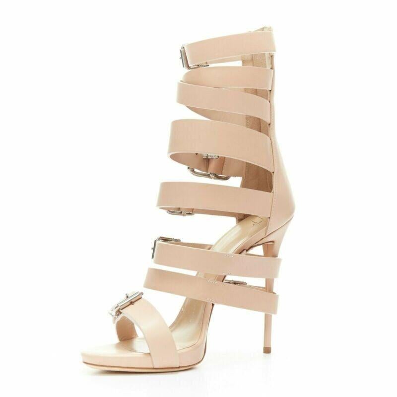 new GIUSEPPE ZANOTTI nude multi straps gladiator bondage buckle high heel EU38 In New Condition For Sale In Hong Kong, NT