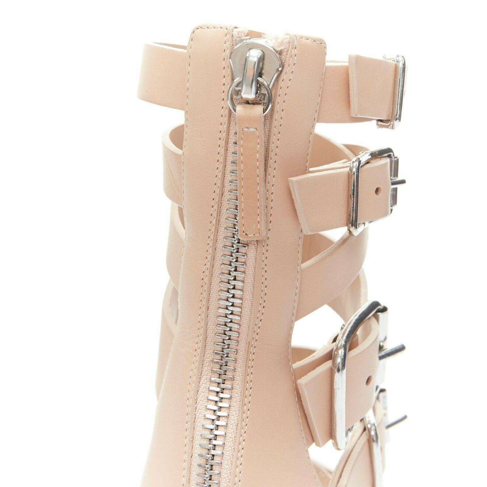 new GIUSEPPE ZANOTTI nude multi straps gladiator bondage buckle high heel EU38 1