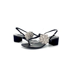 NEW Giuseppe Zanotti Phoebe Crystal Embellished Flower T Bar Sandals 38.5