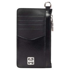 New Givenchy Black 4G Logo Leather Zipper Card Holder Wallet
