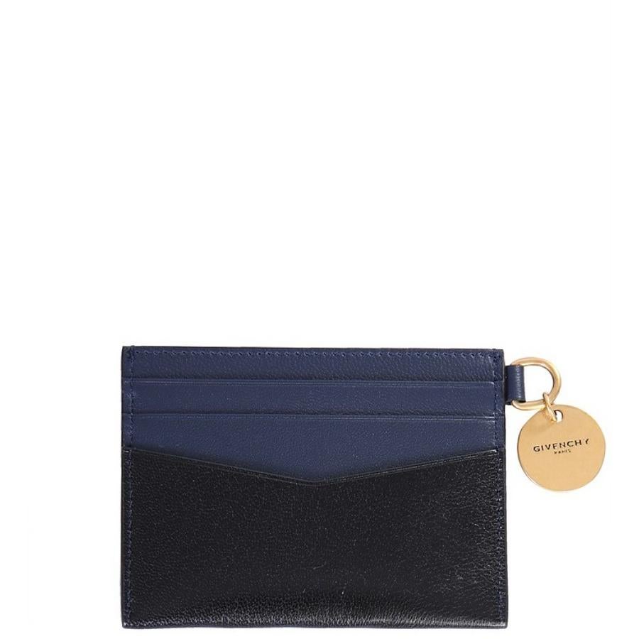 Women's New Givenchy Black Bicolor Colorblock Leather Card Holder Wallet For Sale