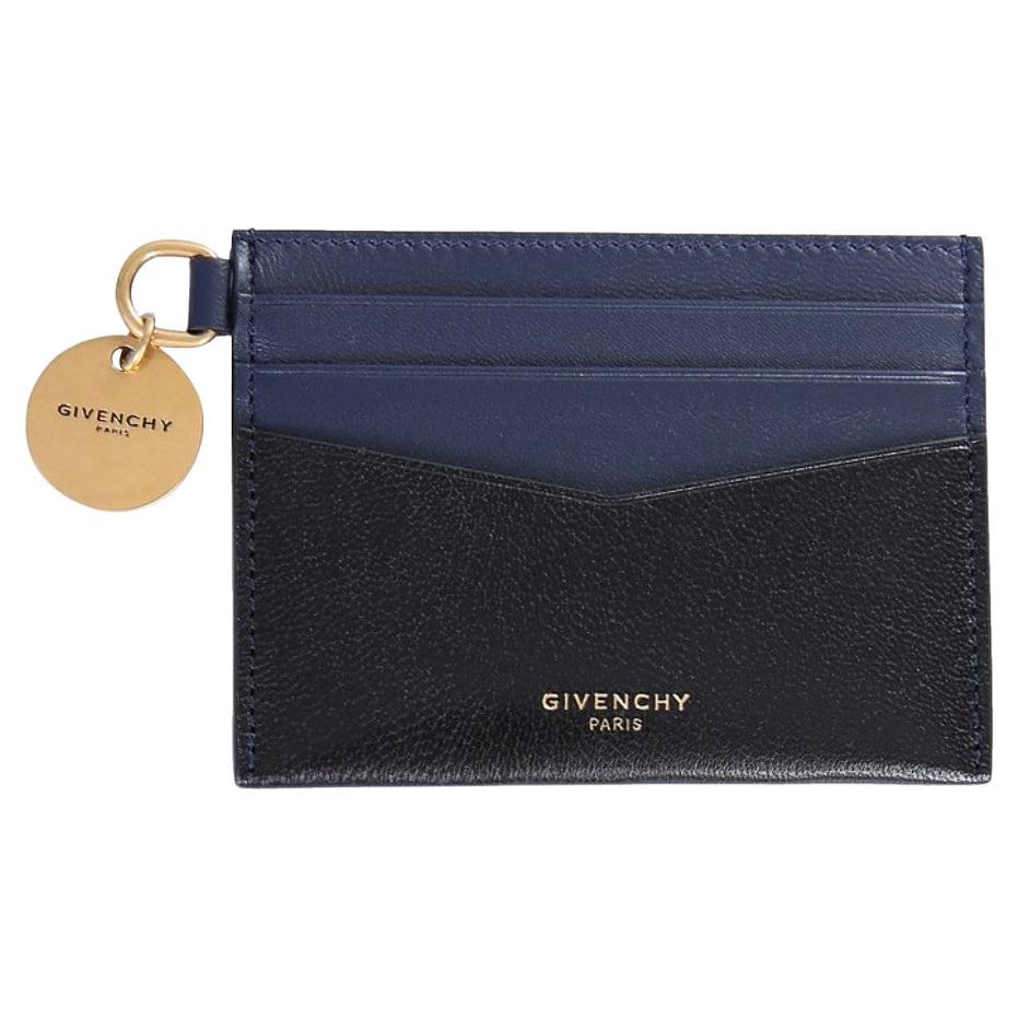 New Givenchy Black Bicolor Colorblock Leather Card Holder Wallet For Sale