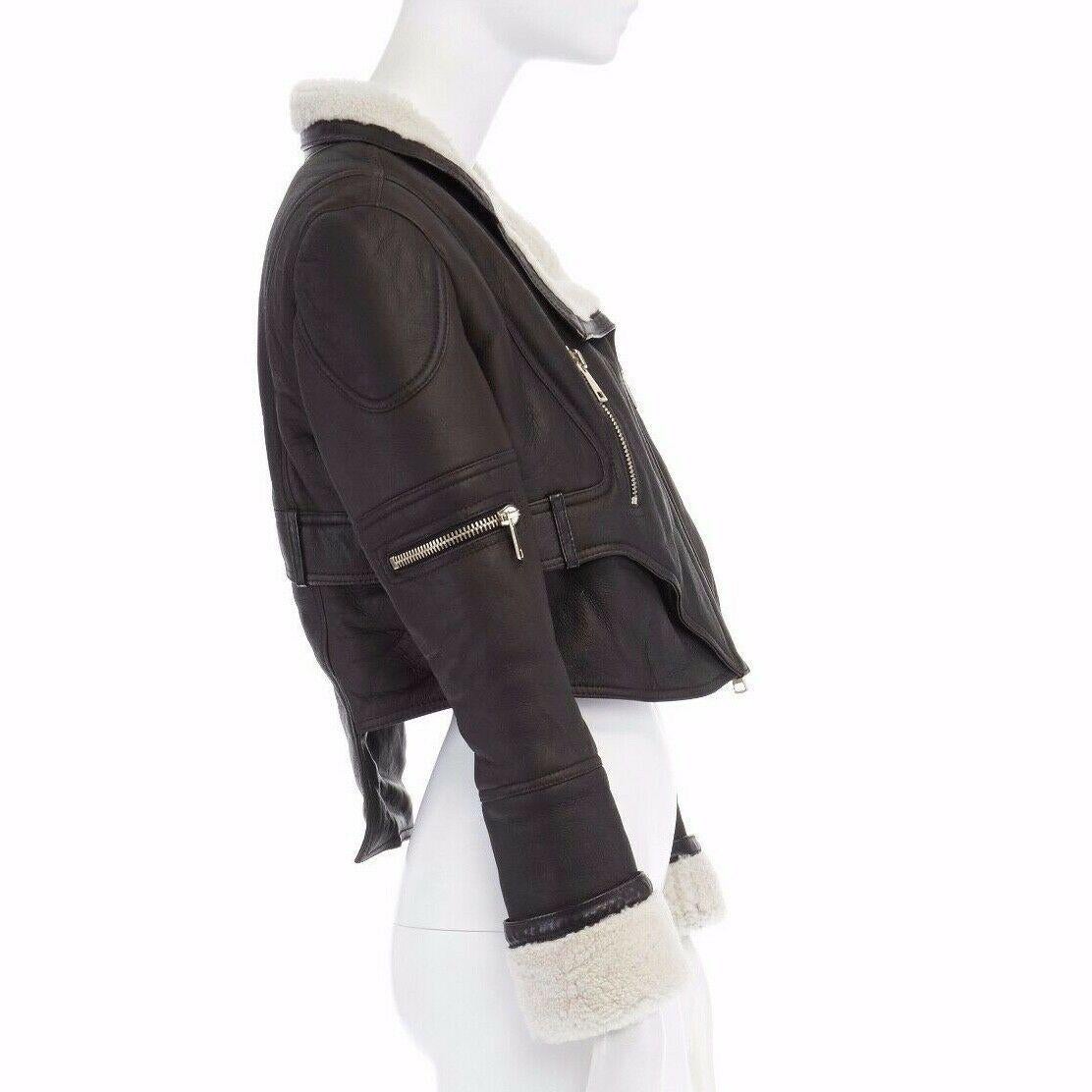 ambush shearling-trim cropped leather jacket