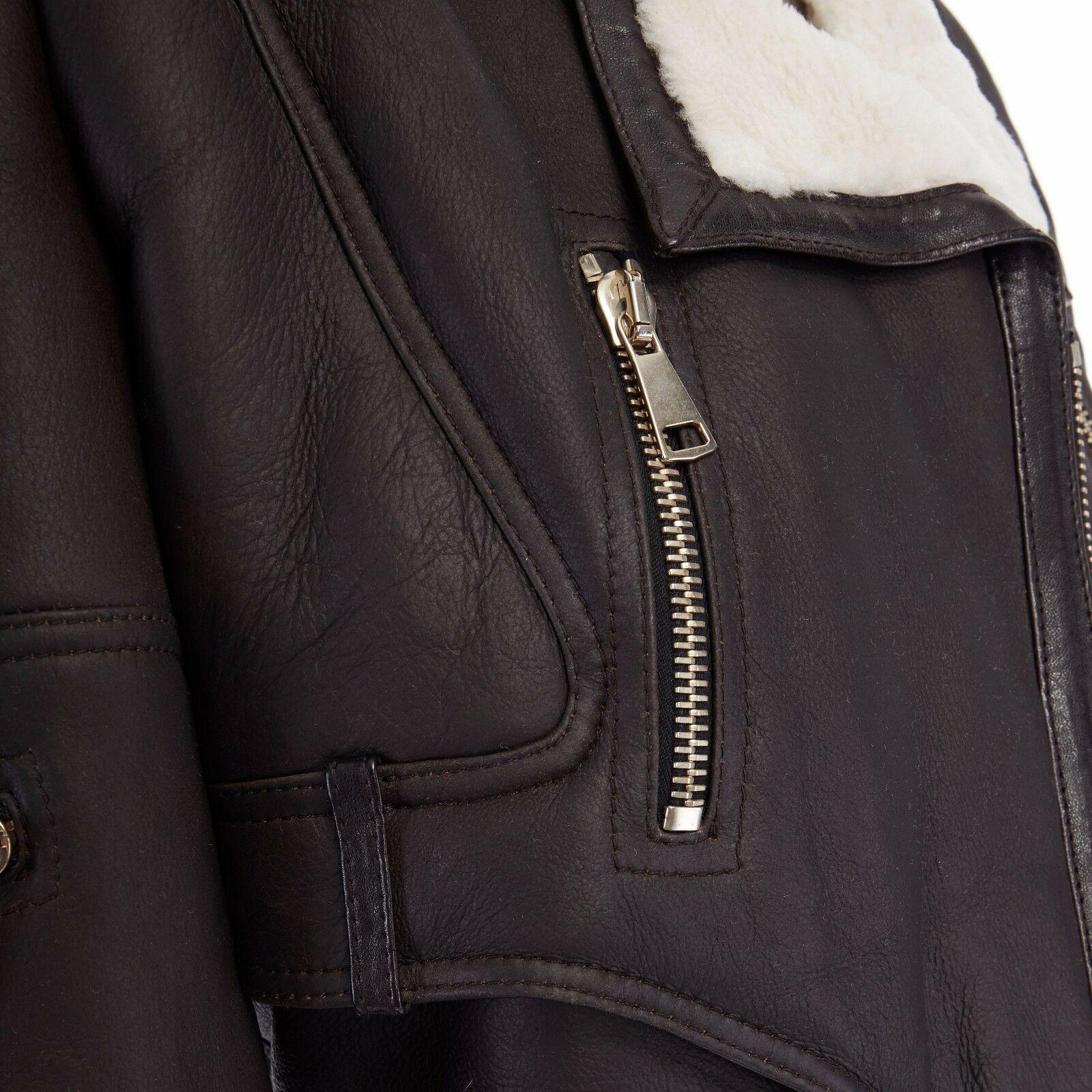 new GIVENCHY shearling lined brown leather cropped aviator biker jacket ...