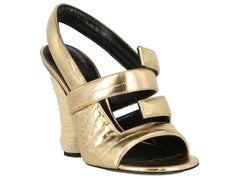 New Givenchy *Show Horn 4G* Slingback Sandals Gold Metallic Leather Italian 40