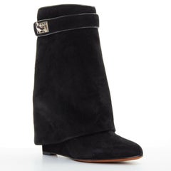 new GIVENCHY TISCI silver shark tooth turn lock foldover pant high boot EU36