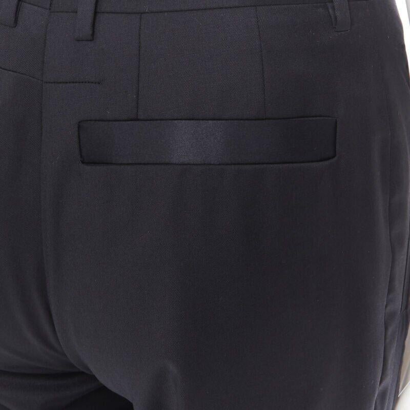 new  GIVENCHY wool black silk trim  metal cuffed waist tuxedo trousers FR36 28