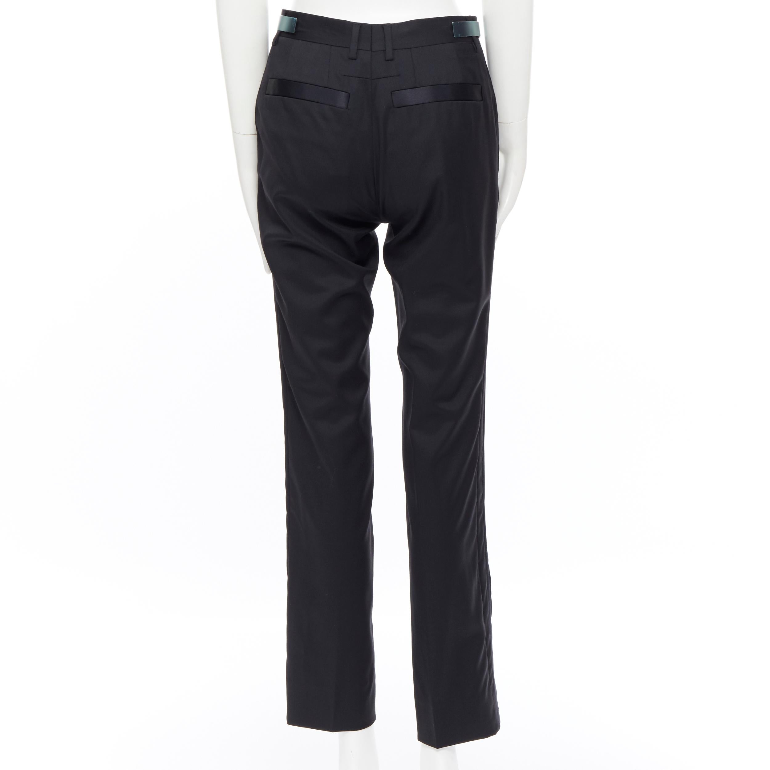 new  GIVENCHY wool black silk trim  metal cuffed waist tuxedo trousers FR36 28