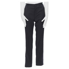 neu  GIVENCHY Wolle schwarz Seidenbesatz  Smokinghose aus Metall mit Kapuze an der Taille FR36 28"