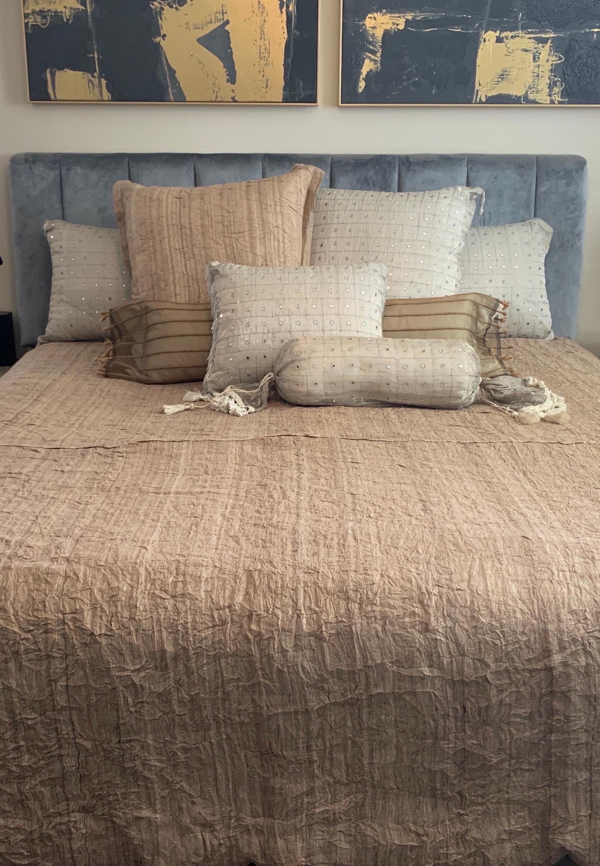 New Gold Raw Silk King Sz Duvet w/ Down Comforter Filler from Luxe Bedding Set  2