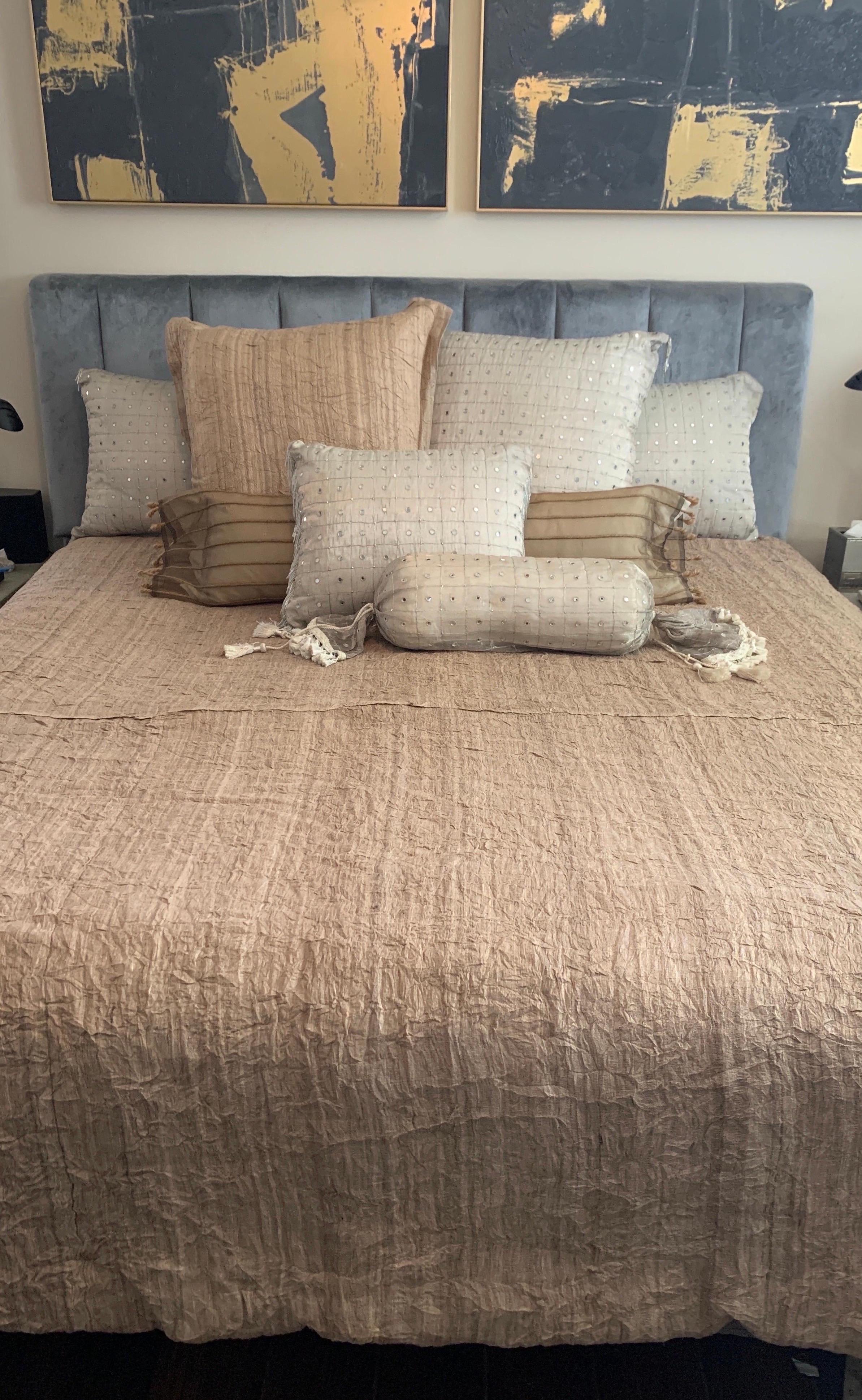 New Gold Raw Silk King Sz Duvet w/ Down Comforter Filler from Luxe Bedding Set  3