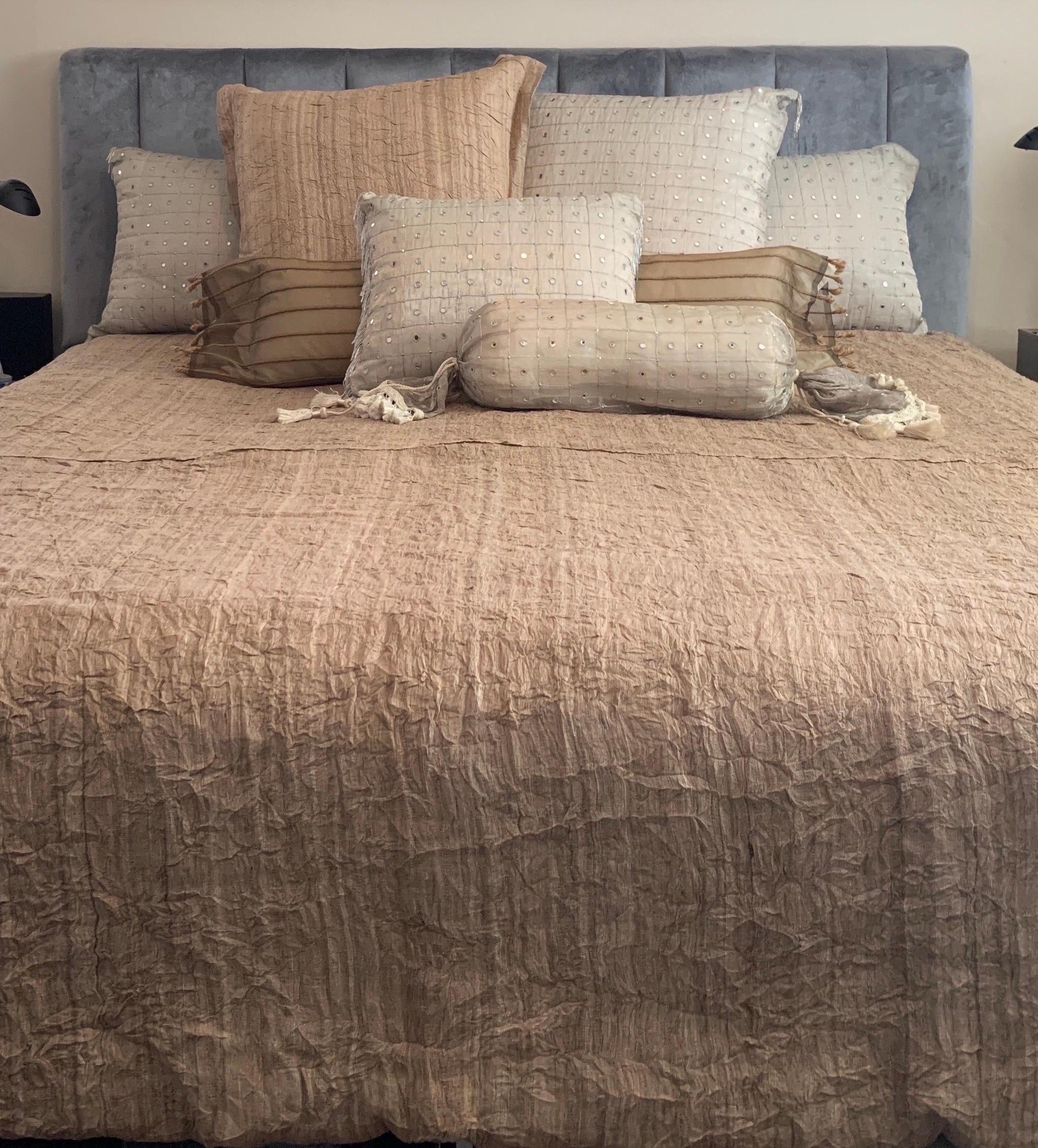 New Gold Raw Silk King Sz Duvet w/ Down Comforter Filler from Luxe Bedding Set 4