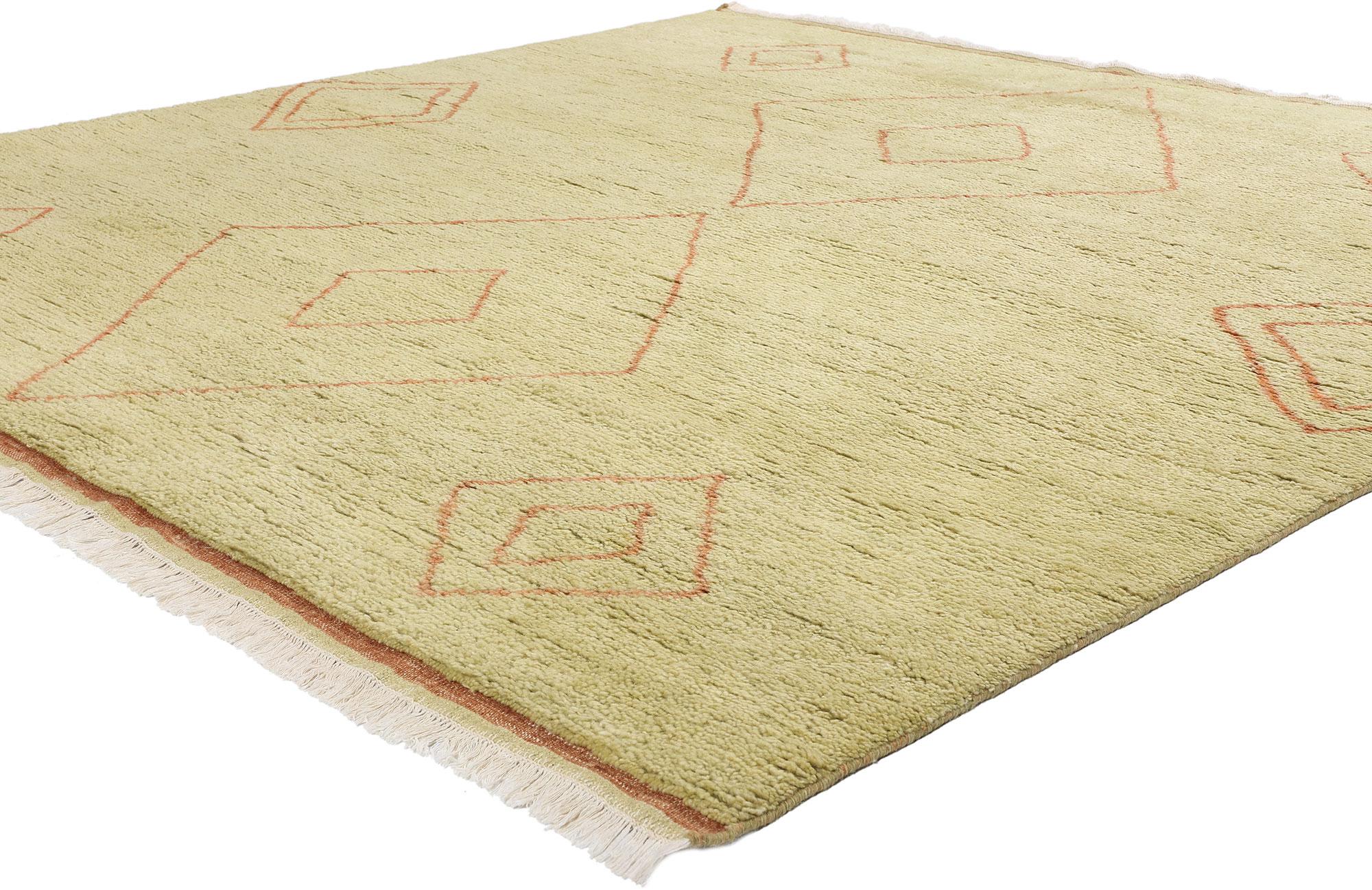 31230 New Golden Mesa Tapis marocain moderne, 08'03 x 08'00. Découvrez la chaleur et l'allure du tapis marocain moderne Golden Mesa, une création en laine nouée à la main qui incarne l'essence des paysages désertiques baignés de soleil. Inspiré par