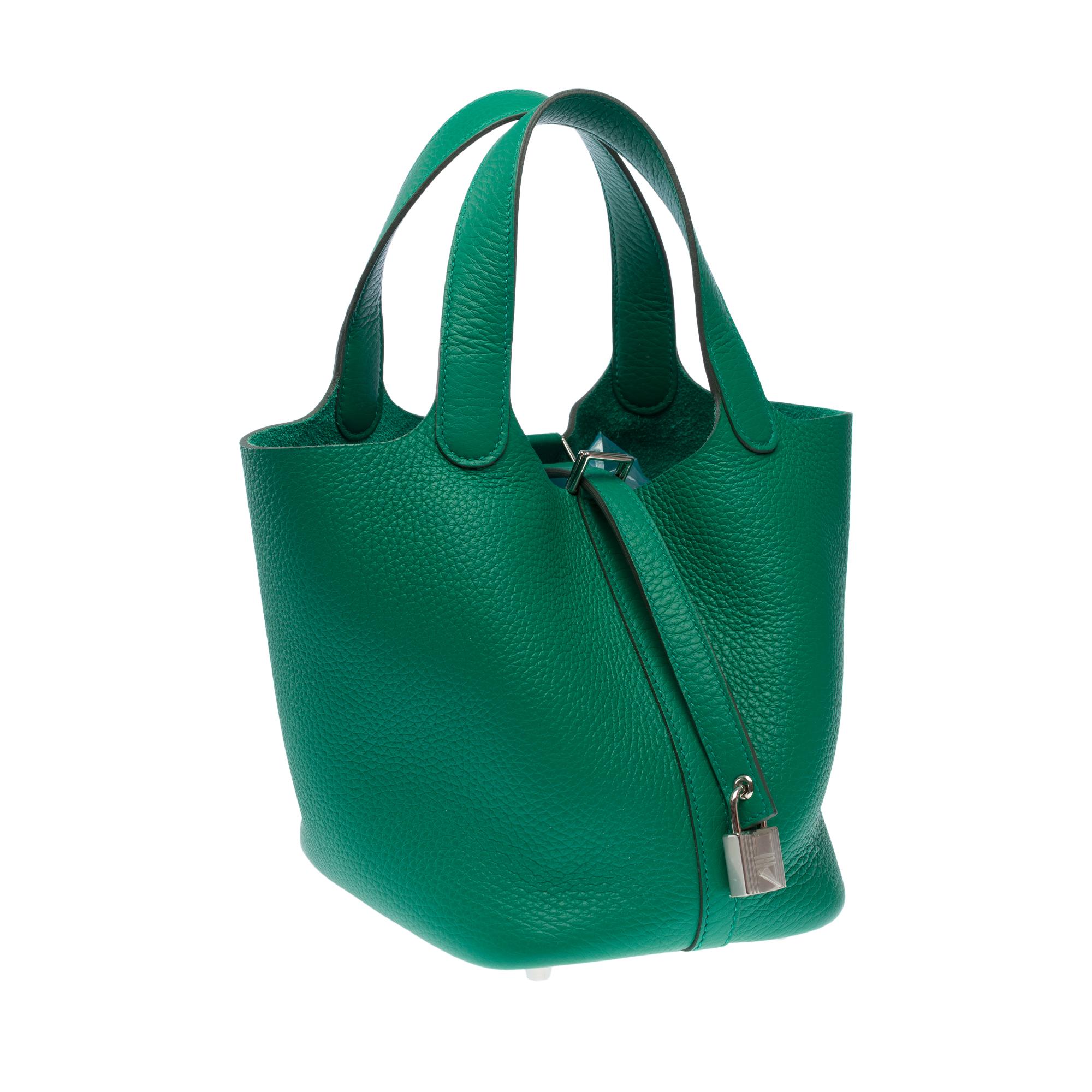 Nuova Splendida Hermès Picotin Lock 18 in pelle Greene & Greene Vertigo , PHW In condizioni Nuovo in vendita a Paris, IDF