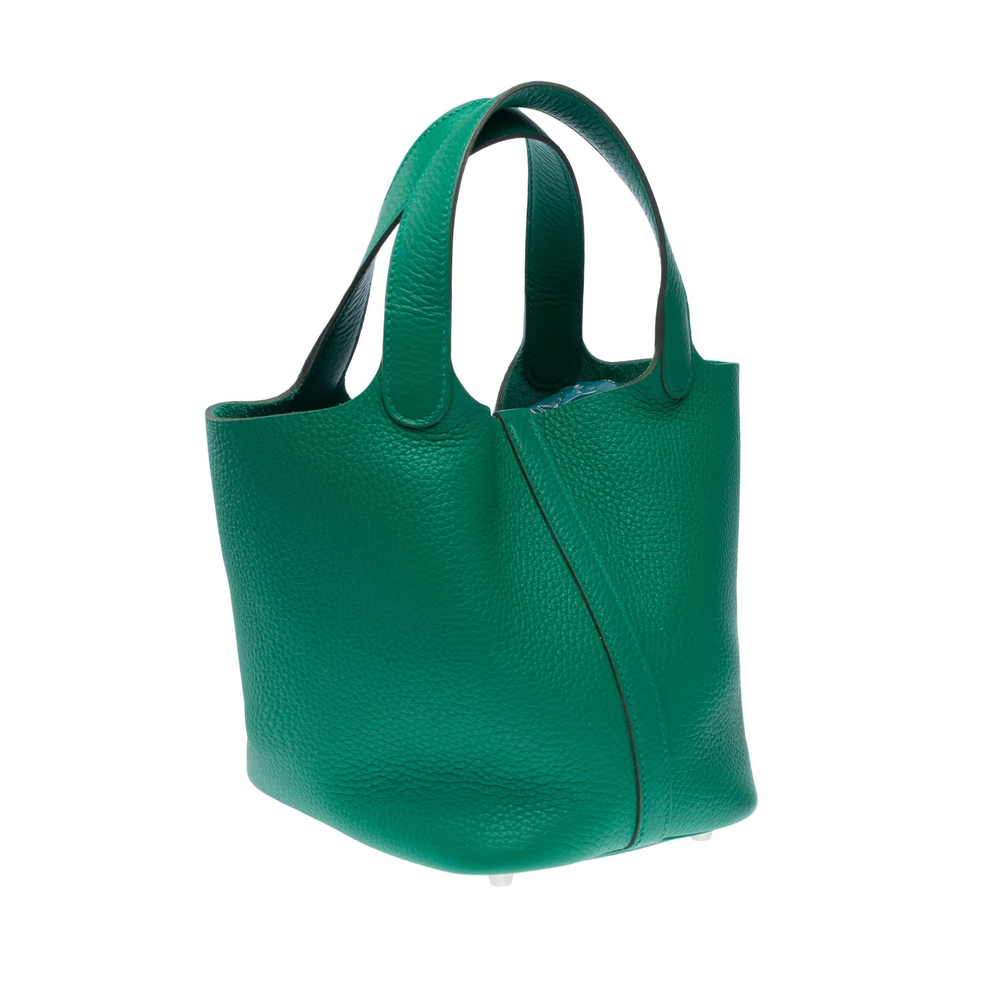 Donna Nuova Splendida Hermès Picotin Lock 18 in pelle Greene & Greene Vertigo , PHW in vendita