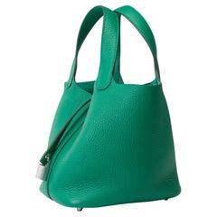 New Gorgeous Hermès Picotin Lock 18 in Togo Green Vertigo leather , PHW