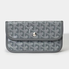 New Goyard Saint-Louis Pouch in grey and white canvas, SHW