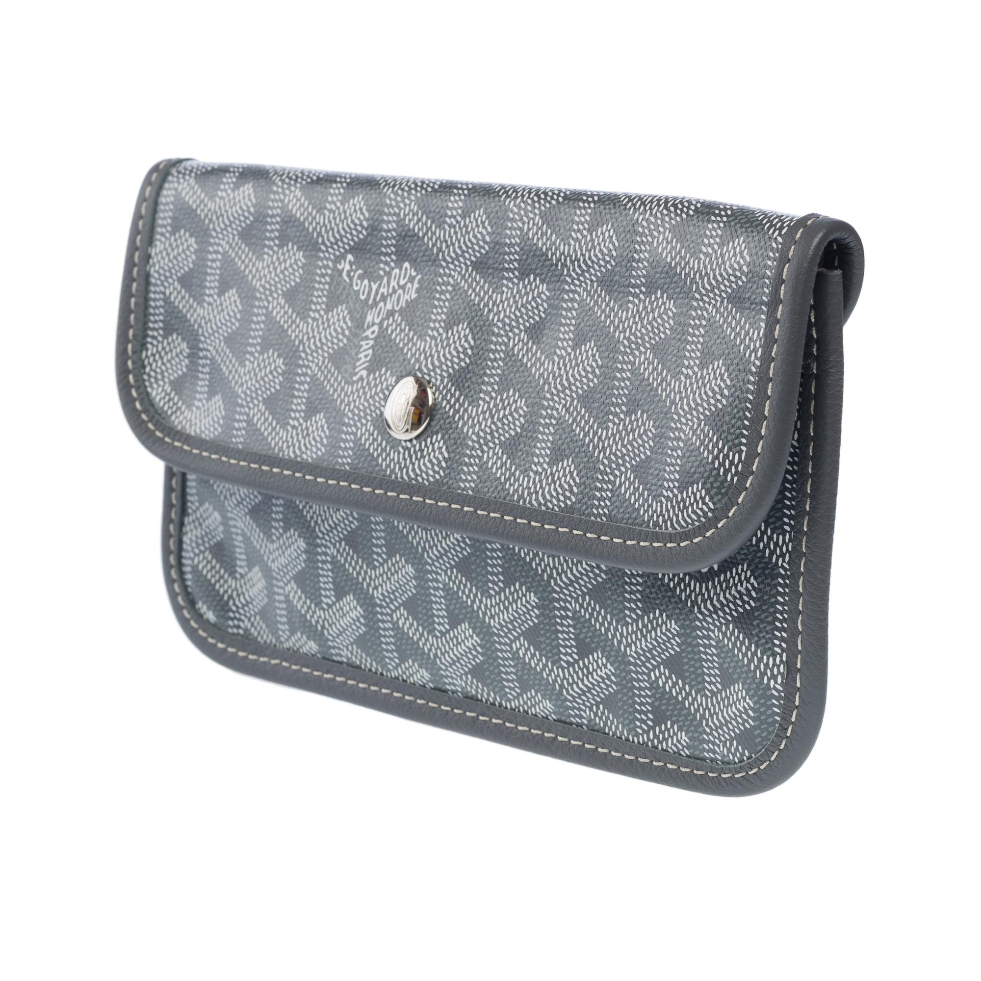 New Goyard Saint-Louis Pouch in grey and white canvas, SHW For Sale 1