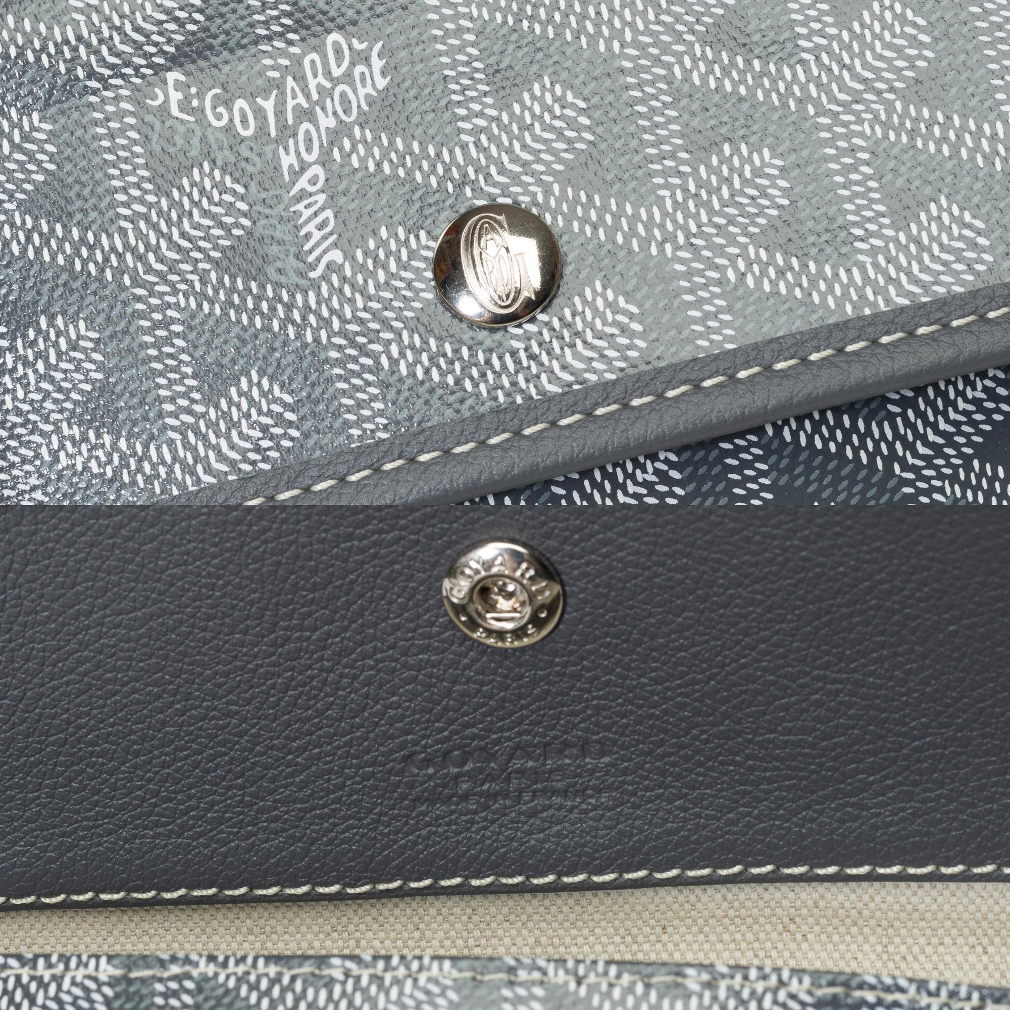 New Goyard Saint-Louis Pouch in grey and white canvas, SHW For Sale 3