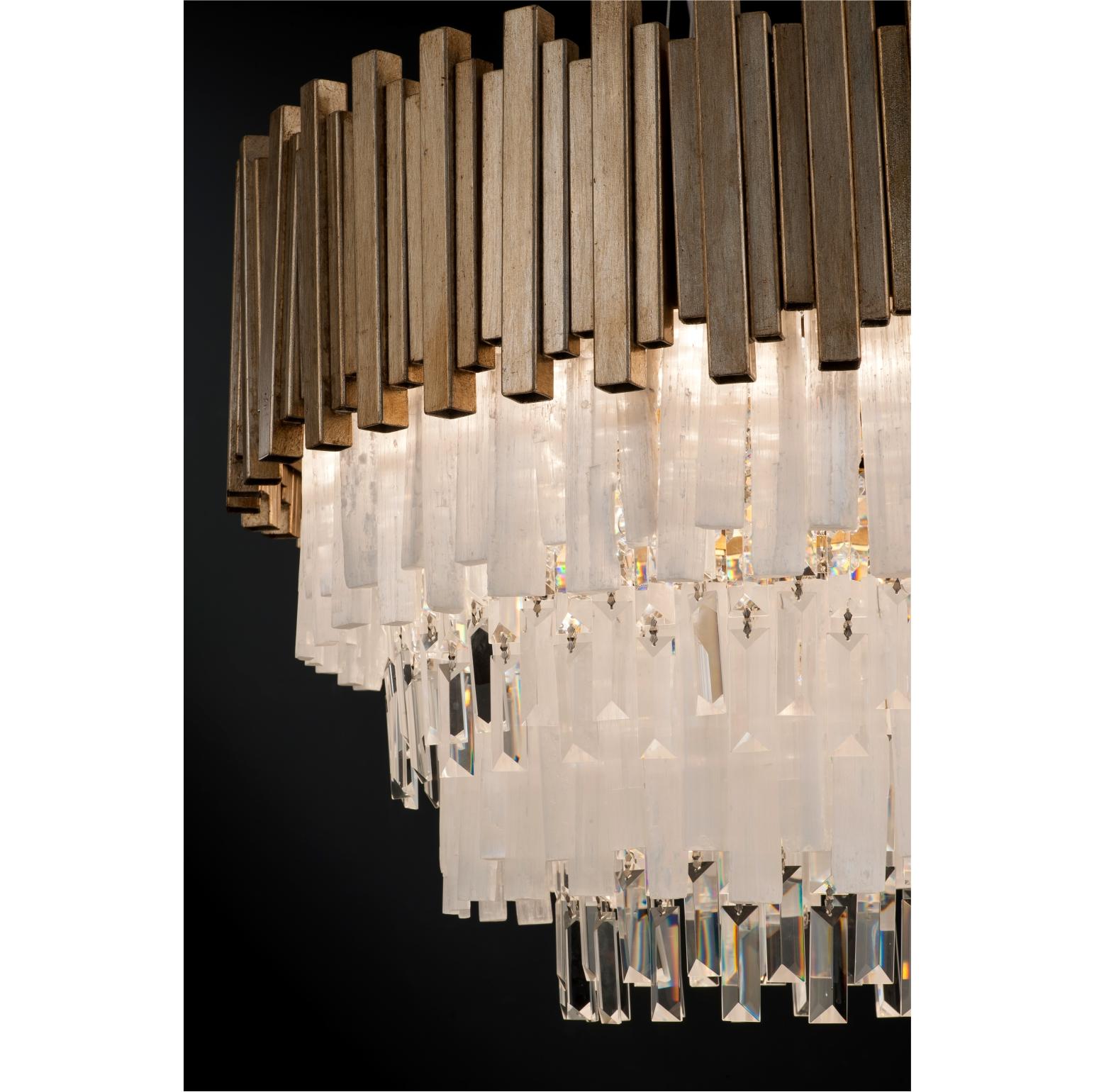 Art Deco Selenite Chandelier Lamp by Aver  For Sale